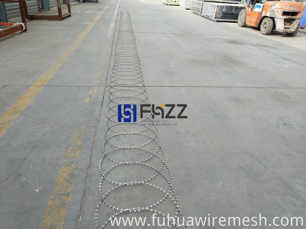 500mm Height Stainless Steel or Galvanized Ripper Flat Wrap Razor Wire Type Bto-10 or Bto-22 Installation Coverage 15mtrs